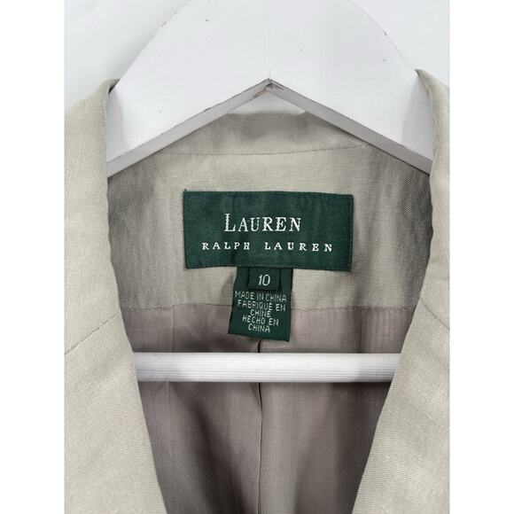 Vintage Ralph Lauren Pants Suit Womens 8/10 Gray Silk Linen 90s Pockets Pleated - Picture 3 of 16